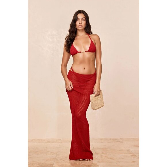 MONDAY Swimwear Fontelina Skirt in Cherry Lace Crochet - Picture 2 of 5